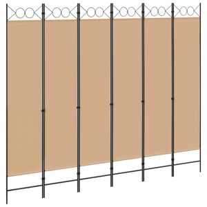 vidaXL Paravent &agrave; 6 panneaux Beige 240 x 200 cm Tissu