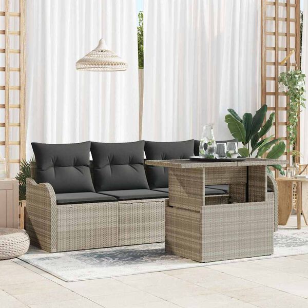 vidaXL Ensemble de canap&eacute; de jardin 5 pcs Gris clair Poly rotin