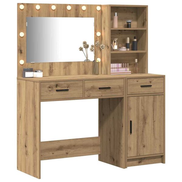 vidaXL Table de Toilette avec tiroir 2 pcs Marron Bois d'ing&eacute;nierie