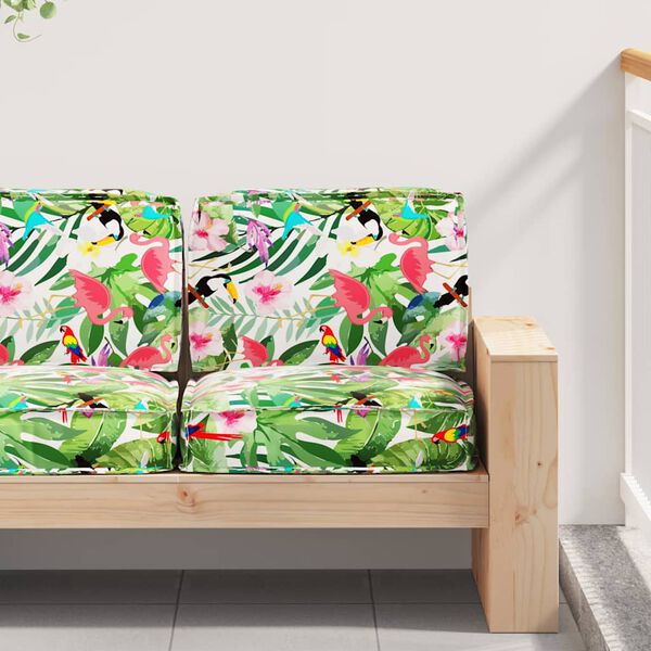 vidaXL Set de coussins de palette 2 pcs Jungle tropicale Tissu Oxford