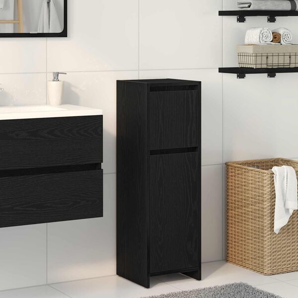 vidaXL Cabinet de salle de bain avec tiroir Ch&ecirc;ne noir 30 x 30 x 95 cm