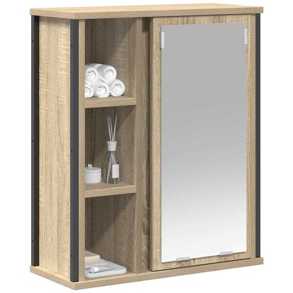 vidaXL Meuble murale de salle de bain miroir chêne sonoma 50x21x60 cm