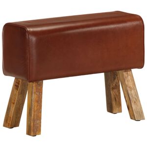 vidaXL Banc saut de cheval 58 cm marron cuir v&eacute;ritable et manguier