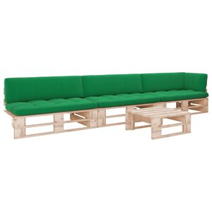 vidaXL Salon de jardin palette 4pcs avec coussins Bois de pin impr&eacute;gn&eacute;
