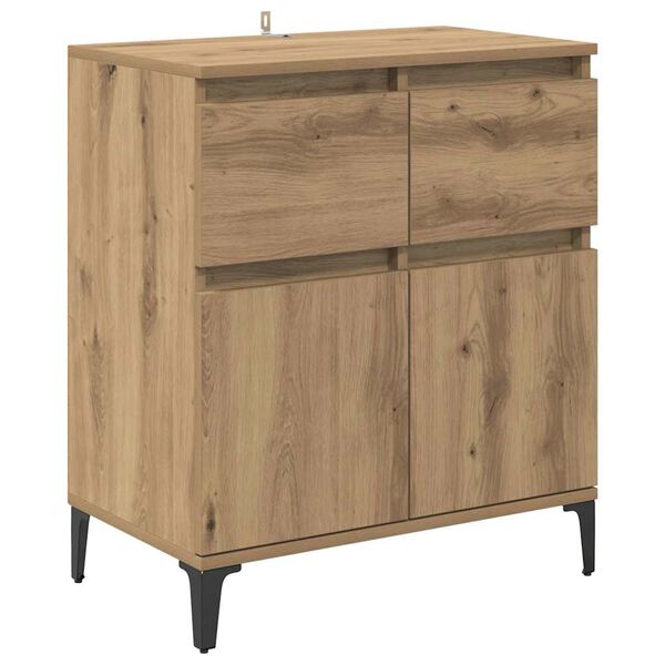 vidaXL Buffet Ch&ecirc;ne artisanal 60 x 35 x 70 cm Bois d'ing&eacute;nierie et fer
