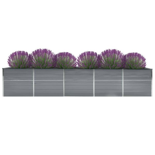 vidaXL Lit sur&eacute;lev&eacute; de jardin Acier galvanis&eacute; 400x80x45 cm Gris