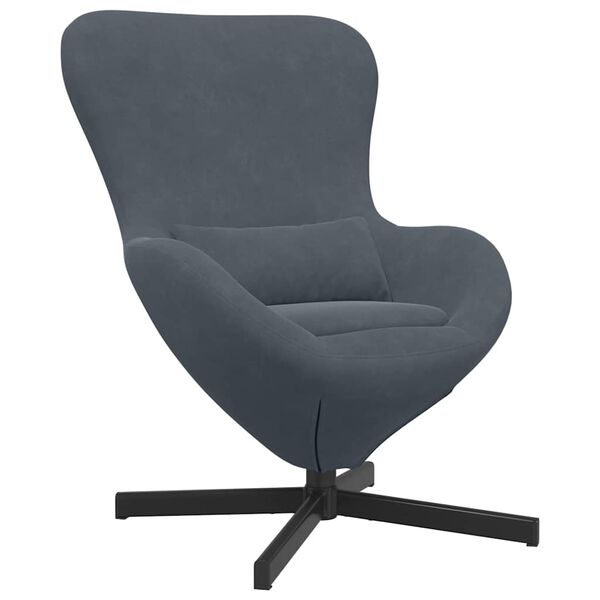vidaXL Fauteuil &oelig;uf Gris fonc&eacute; 63 x 73 x 90 cm Velours
