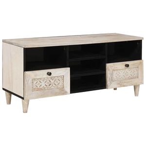 vidaXL Unites TV avec tiroir Blanc 100 x 33 x 46 cm Bois d'ing&eacute;nierie