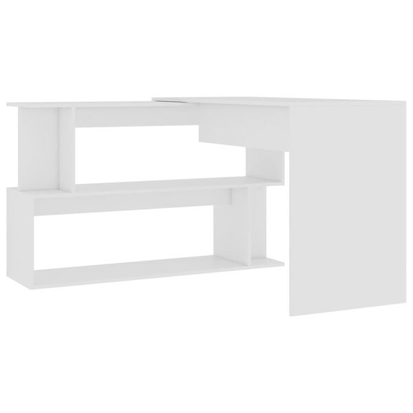 vidaXL Bureau d'angle Blanc 200x50x76 cm Bois d'ingénierie