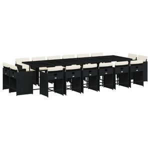 vidaXL Ensemble &agrave; manger de jardin 17 pcs coussins noir r&eacute;sine tress&eacute;e