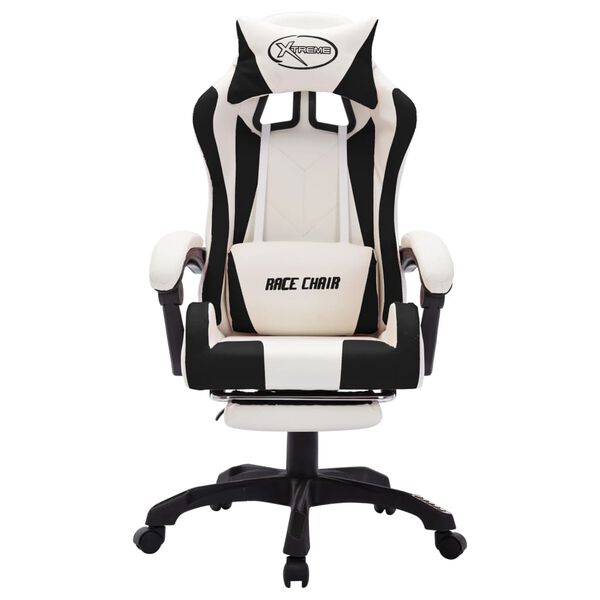 vidaXL Fauteuil de jeux vidéo avec LED RVB Noir et blanc Similicuir