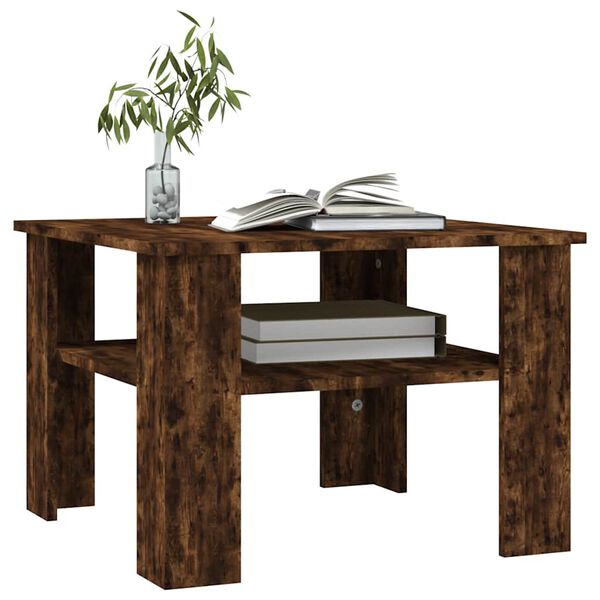 vidaXL Table basse Chêne fumé 60x60x42 cm Bois d'ingénierie