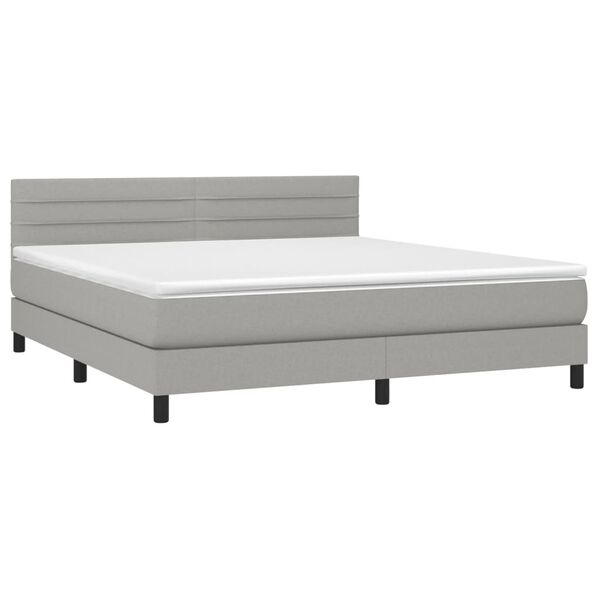 vidaXL Sommier &agrave; lattes de lit matelas LED Gris clair 160x200 cm Tissu