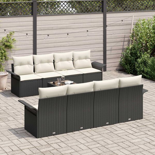 vidaXL Ensemble de canap&eacute; de jardin 9 pcs Noir Poly rotin