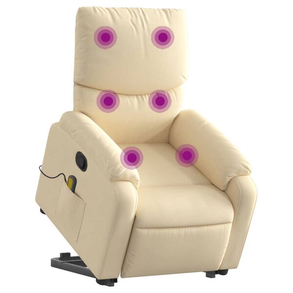 vidaXL Fauteuil inclinable de massage Cr&egrave;me Tissu