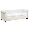 vidaXL Canap&eacute; Chesterfield &agrave; 3 places cuir synth&eacute;tique blanc