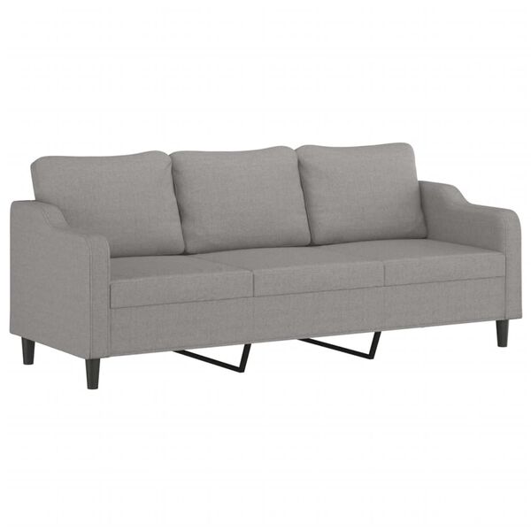 vidaXL Canap&eacute; &agrave; 3 places Gris clair 210 cm Tissu
