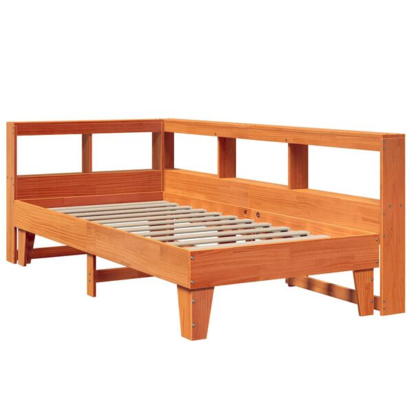 vidaXL Lit biblioth&egrave;que sans matelas cire marron 90x200 cm pin massif