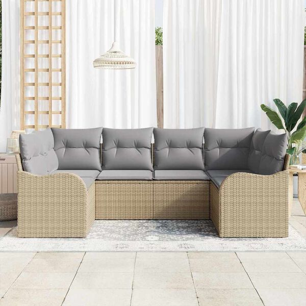 vidaXL Ensemble de canap&eacute; de jardin 6 pcs beige et gris clair