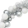 vidaXL Guirlande de Boules de Noël Blanc et Argent 186 cm Polystyrène