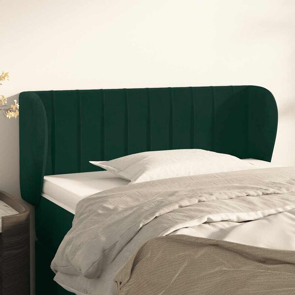 vidaXL T&ecirc;te de lit avec oreilles Vert fonc&eacute; 83x23x78/88 cm Velours