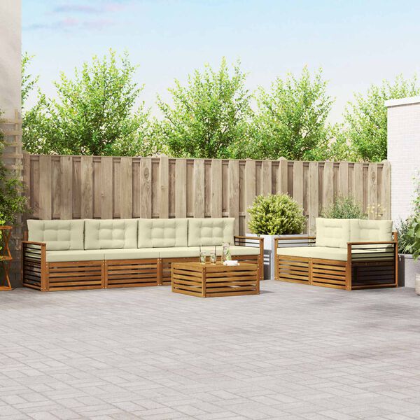 vidaXL Ensemble de canap&eacute;s d'ext&eacute;rieur 7 pcs Naturel et Cr&egrave;me