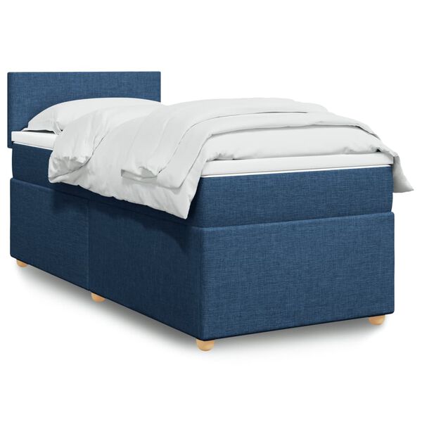 vidaXL Sommier &agrave; lattes de lit avec matelas Bleu 90x190 cm Tissu