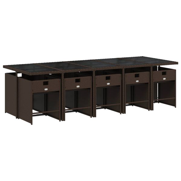 vidaXL Ensemble &agrave; manger de jardin et coussins 11 pcs marron rotin