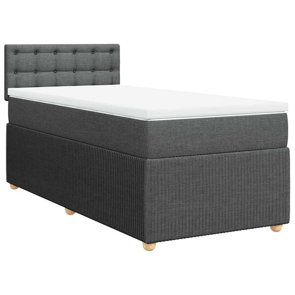 vidaXL Sommier &agrave; lattes de lit avec matelas Gris fonc&eacute; 90x200 cm Tissu