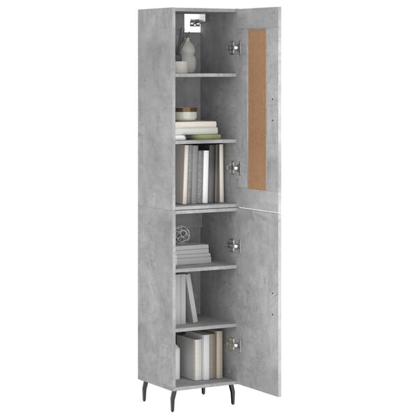 vidaXL Buffet haut Gris b&eacute;ton 34,5x34x180 cm Bois d'ing&eacute;nierie