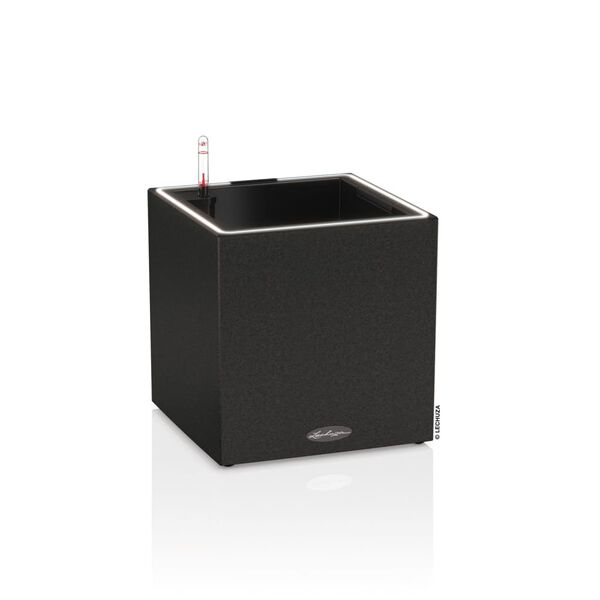 LECHUZA Jardini&egrave;re CANTO Stone 30 LED Low ALL-IN-ONE 30x30 cm