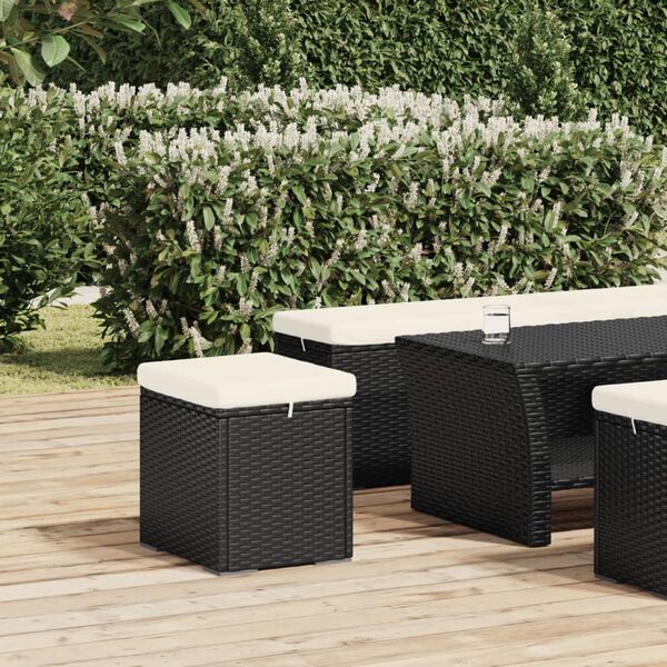 vidaXL Poufs avec coussins lot de 2 noir 40x30x40 cm r&eacute;sine tress&eacute;e