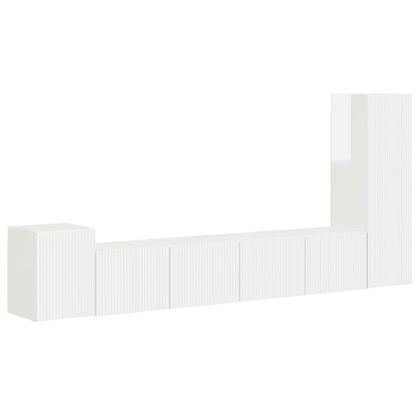 vidaXL Ensemble meuble TV 3 pcs Blanc brillant Bois d'ing&eacute;nierie