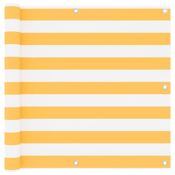 vidaXL &Eacute;cran de balcon Blanc et jaune 90x500 cm Tissu Oxford