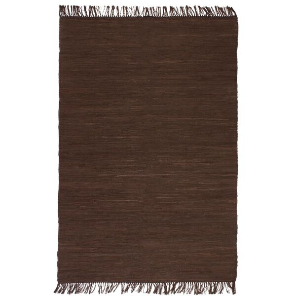vidaXL Tapis Chindi Coton tiss&eacute; &agrave; la main 160x230 cm Marron