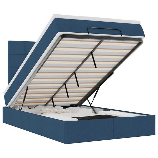 vidaXL Cadre de lit ottoman avec matelas bleu 120x200 cm tissu