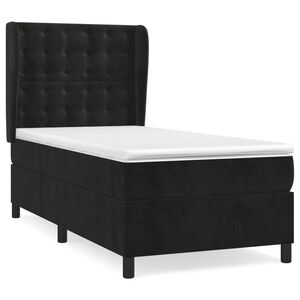 vidaXL Sommier &agrave; lattes de lit avec matelas Noir 90x190 cm Velours