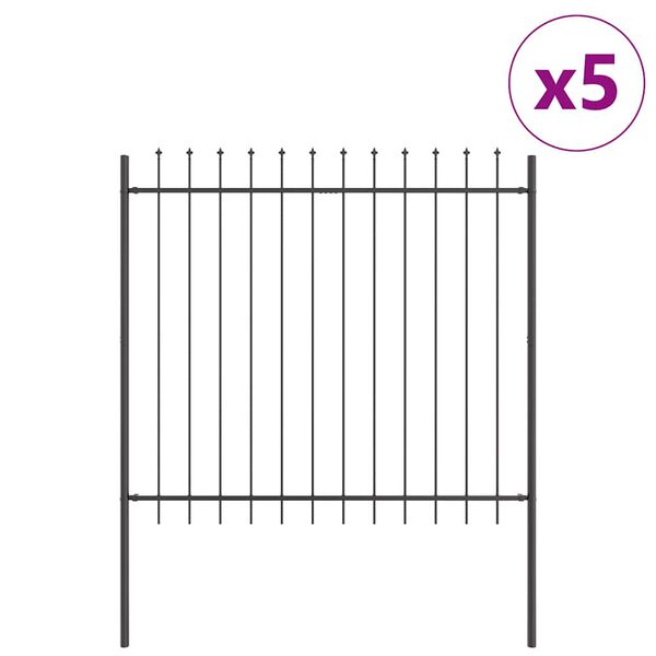vidaXL Cl&ocirc;ture de jardin 5 pcs Gris 8,5 x 1,5 m Acier rev&ecirc;tu de poudre