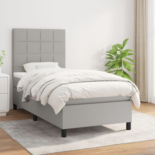vidaXL Sommier &agrave; lattes de lit avec matelas Gris clair 80x200 cm Tissu