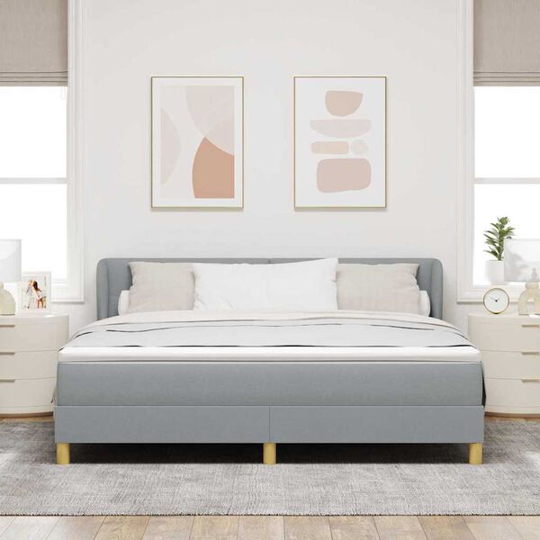 vidaXL Lit &agrave; ressorts avec matelas Gris clair 180 x 200 cm tissu