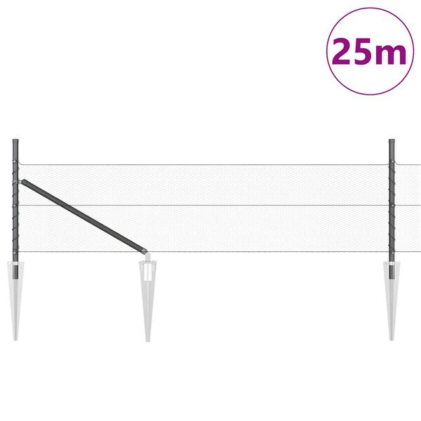 vidaXL Poteau de cl&ocirc;ture. Gris 25 x 0,8 m (maille 13 mm) Acier et PVC