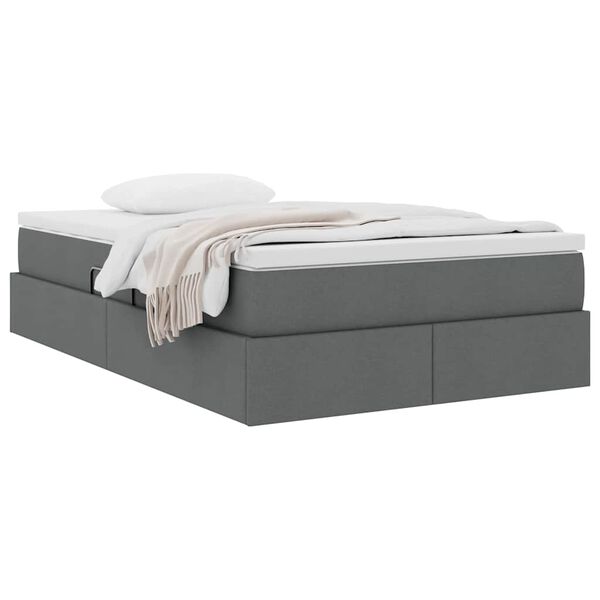 vidaXL Lit avec rangement et matelas Gris foncé 120 x 200 cm Polyester