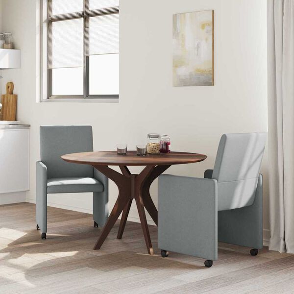 vidaXL Chaises de Salle &agrave; Manger avec Roues 2 pcs Gris clair tissu