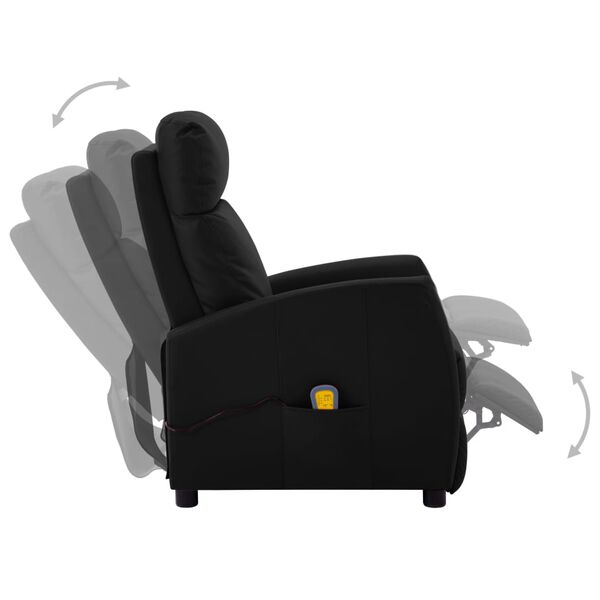 vidaXL Fauteuil de massage Noir Similicuir
