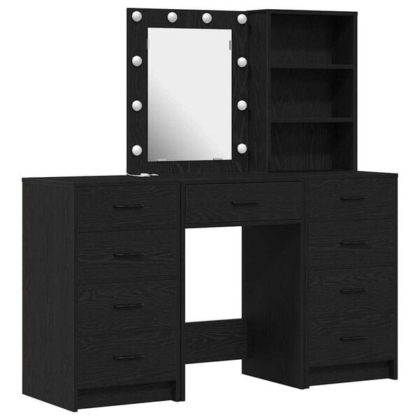 vidaXL Table de Toilette 3 pcs Noir 40 x 41 x 135 cm Bois d'ing&eacute;nierie