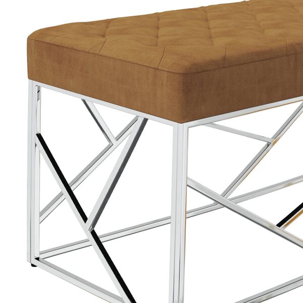 vidaXL Banc 97 cm Marron Tissu de velours et acier inoxydable