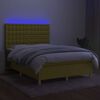 vidaXL Sommier &agrave; lattes de lit et matelas et LED Vert 140x190 cm Tissu