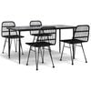 vidaXL Ensemble &agrave; manger de jardin 5 pcs Noir R&eacute;sine tress&eacute;e