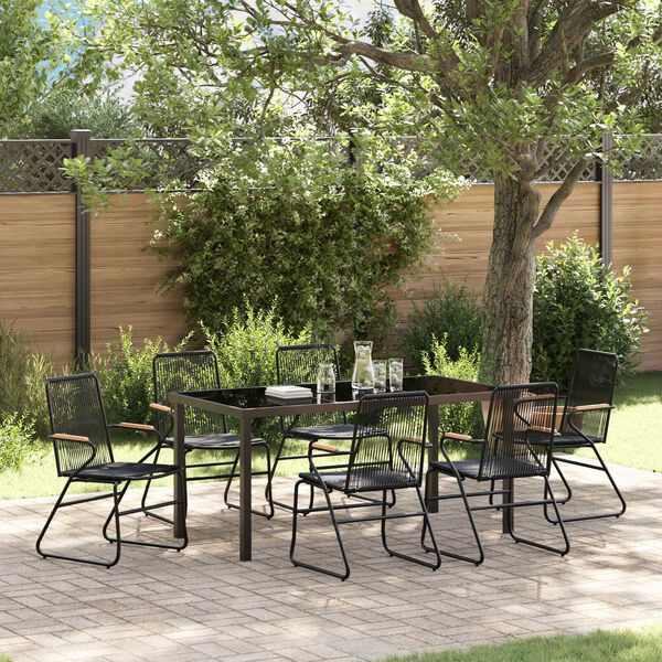 vidaXL Ensemble de salle à manger pour jardin 7 pcs Noir