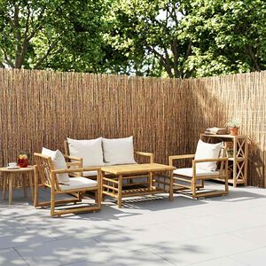 vidaXL Salon de jardin 4 pcs avec coussins Bambou